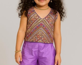 Jurken voor babymeisjes ready-to-wear plazzo-pak lila gharara-jurk coming home-outfits