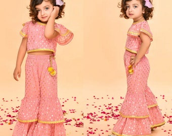 Rose wood Girls dresses Sharara Gharara kurti for kids in USA