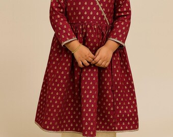 Blusa cruzada estilo angrakha para niñas con salwar kameez plazzo