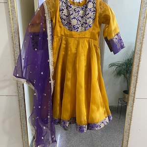 Girls Organza Anarkali dupatta Indian kids Banarasi suit dress baby cloths Pakistani dresses
