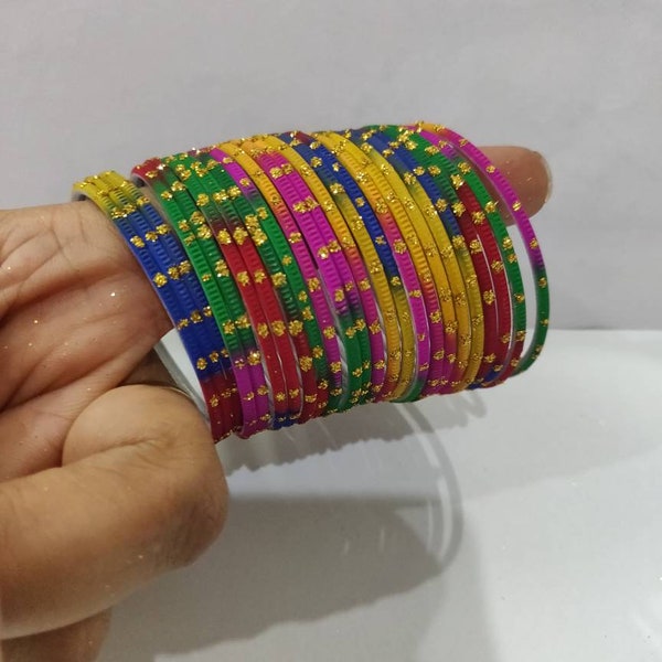 Girls kids Indian metal Bangles set of 22 pcs baby girl multi colour bangle bracelet sets