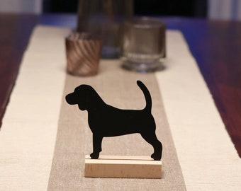 Aufsteller Beagle Silhouette 3D Druck mit Kartenhalter aus Holz Dekoration
