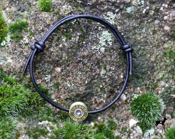 Pulsera purista de cuero auténtico con funda para cartuchos de rifle .308