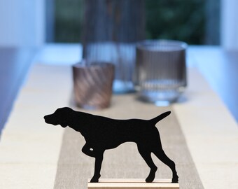 Aufsteller Deutsch Kurzhaar DK Vorsteher Silhouette 3D Druck mit Kartenhalter aus Holz German Shorthaired Pointer