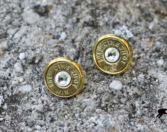 Aretes con piedra Swarovski y funda tipo cartucho CINESHOT .308 WIN cristalino