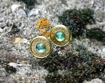 Aretes con piedra preciosa y cartucho CINESHOT .308 WIN verde