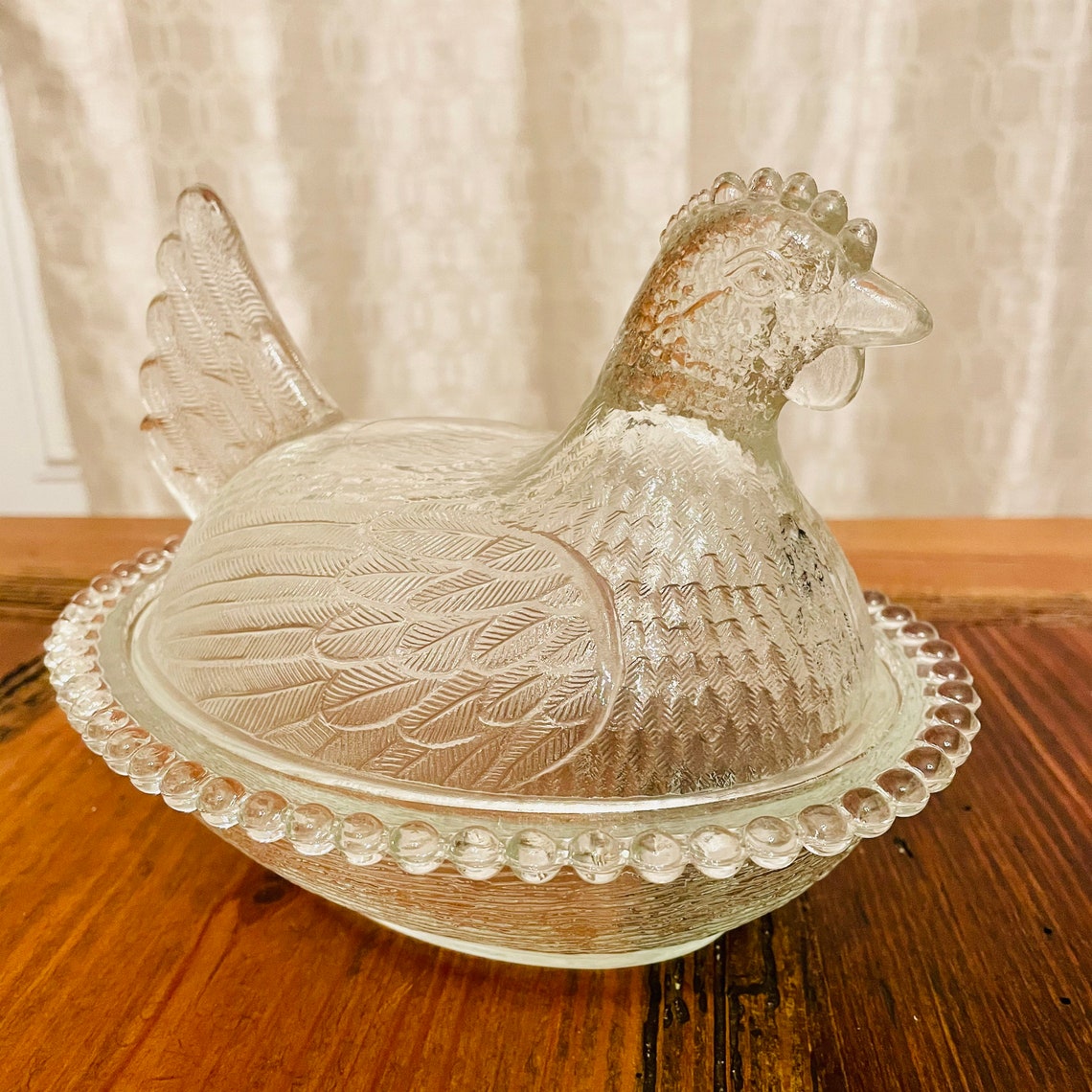 Vintage Chicken Salt Cellar Clear Glass Bowl 1960s Etsy