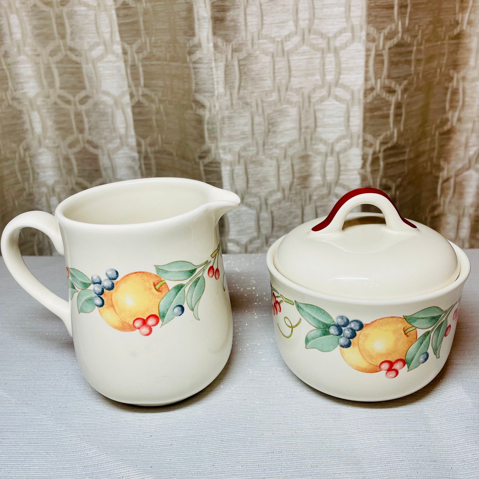 Corelle Coordinates Abundance Pattern Creamer And Sugar Bowl Etsy