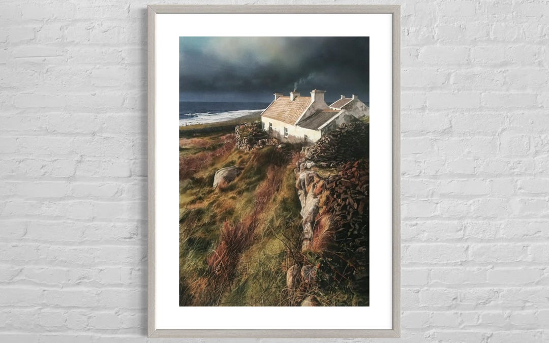 Donegal Ireland Art Print | Winter Turf Cottage Scene | Irish Landscape ...