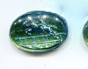 2 quadretti bohémien cabochon cavalieri 18 x 13 mm iridi verde chiaro