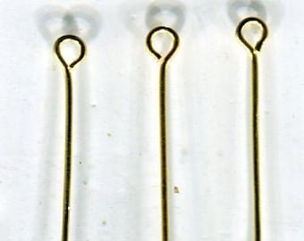100 metal chain pins gold 40 mm