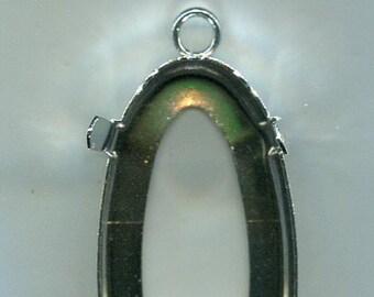 1 Bohemian oval pendant chaton version silver 40 x 20 mm