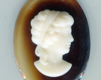 8 Bohemian Cabochon Brown Marble Optic 14 x 10 mm