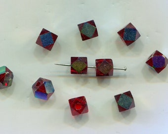 8 böhmische Glasschliffperlen Kugeln facettiert 10mm Grün opak Glasbeads rund