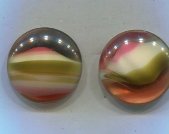 2 Bohemian Cabochon Pink Marble Effect 18 x 13 mm