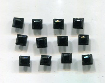 12 square black Czech rhinestone chatons 5 mm