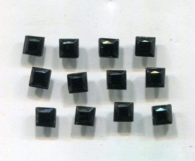 12 square black Czech rhinestone chatons 5 mm image 1