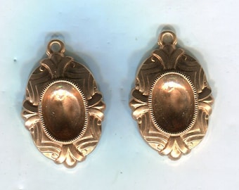 2 Bohemian Chaton settings copper colored 14 x 10 mm