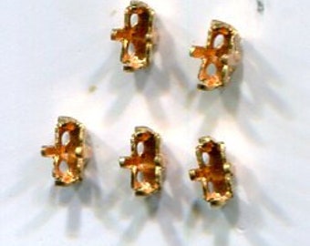 10 Aufnäh-Chaton-Fassungen langviereck gold + Anlaufschutz 5x3 mm