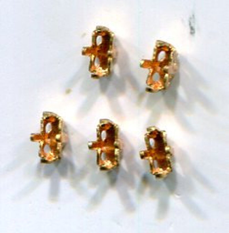 10 Aufnäh-Chaton-Fassungen langviereck gold Anlaufschutz 5x3 mm Bild 1