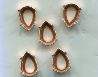 10 stitchable drop sockets copper for Chaton 14 x 10 mm