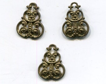 10 pendentifs en filigrane bohème en morceaux intermédiaires vieux cuivre 15 x 12 mm