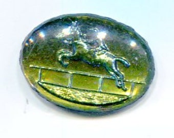 1 Böhm. Bild-Cabochon Reiter gold iridis 18x13 mm