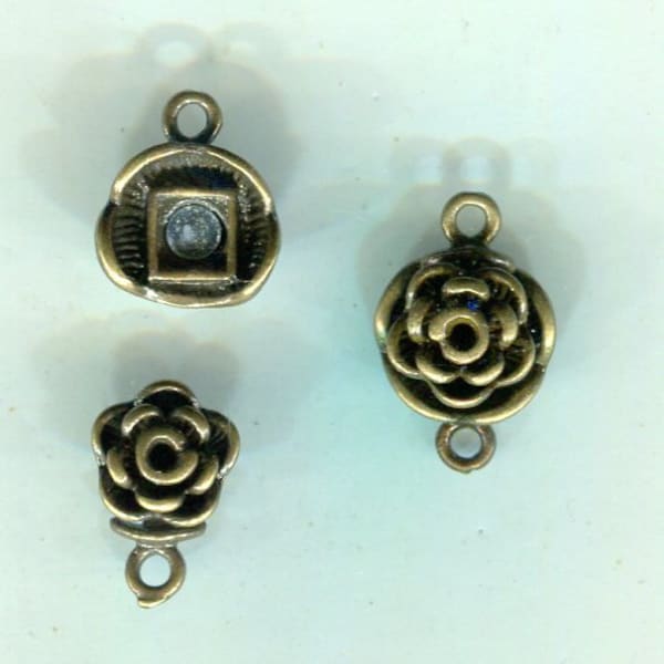 1 Magnet-Verschluss Rose bronze 19x12 mm