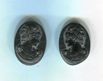 2 pietre decorative cabochon gemma nera 18 x 13 mm destra. + sinistra