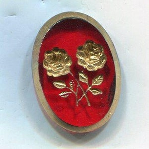 2 Czech decorative Stones cabochon roses-gem red + Gold 25 x 18 mm