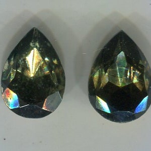 2 Bohemian Chaton druppels grijs 18 x 13 mm