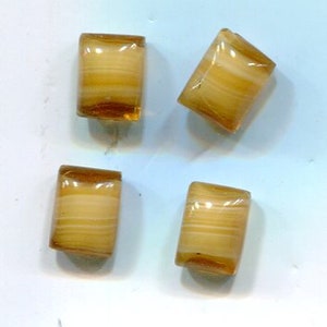 10 Boheemse cabochons bruin + beige 8 x 6 mm