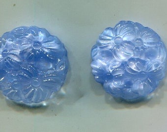 2 Böhmische Blüten Cabochon 18 mm blau