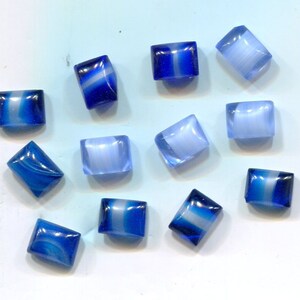 12 Tsjechische cabochons blauw mix 8 x 6 mm