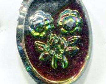 1 Böhmischer Bild-Cabochon Rosen iridis 18x13 mm V2