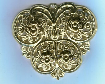 1 böhmisches Filigranteil Schmetterling gold 45x51 mm