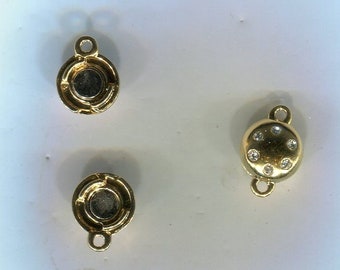 2 Böhmischer Strass-Magnet-Verschluss gold