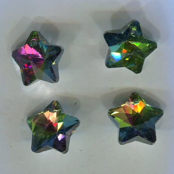 10 faceted glass star pendant iridis 14 mm