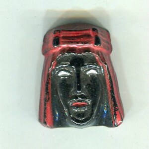 1 Boheemse handbeschilderde siersteen cabochon Arab zwart 22 x 19 mm
