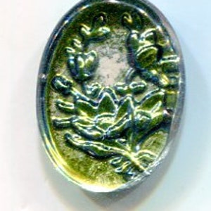 1 Boheemse foto cabochon bloemrank goud iris 18 x 13 mm