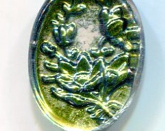 1 tableau bohème cabochon fleur vrille iridis doré 18 x 13 mm