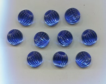 10 cabochons bohèmes striés 14 mm bleu saphir