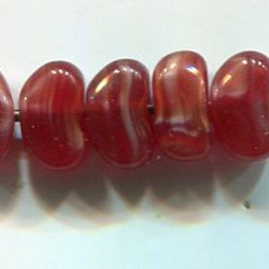 40 Czech glass beads red + white 8 x 5 mm