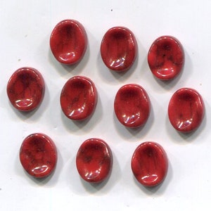 10 Tsjechische glascabochons jaspislook 10 x 8 mm