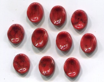 10 Böhmische Glas-Cabochon Jaspis-Optik 10x8 mm