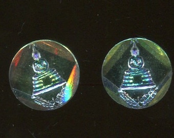 2 cabochon con motivo boemo Shiva, Vishnu, Buddha cristallo AB 15 mm