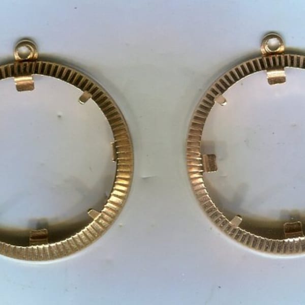 2 Böhmische Cabochon-Fassungen kupferfarben 24 mm