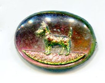 1 tableau bohème cabochon chien iridis 18 x 13 mm