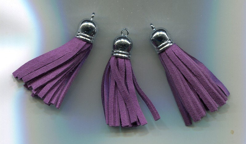 Children Clipon Earrings - Purple Tassel Drop Clip On Earrings
