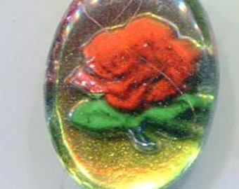 2 Böhmischer Bild-Cabochon Rose iridis 18x13 mm